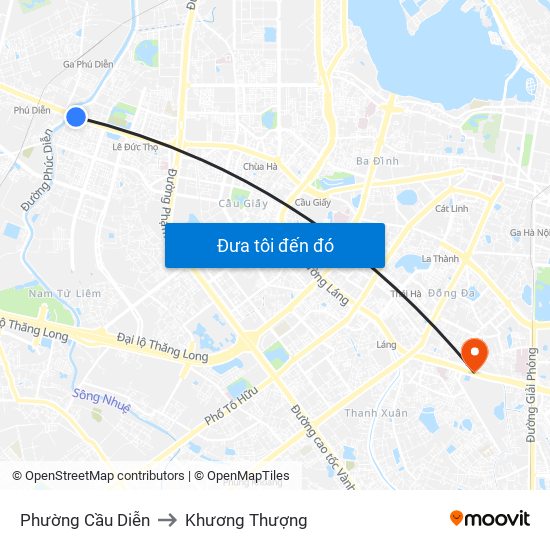 Phường Cầu Diễn to Khương Thượng map