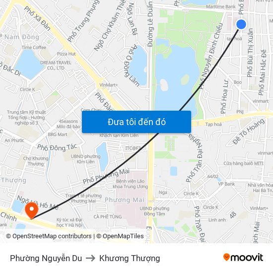 Phường Nguyễn Du to Khương Thượng map