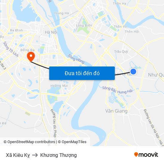 Xã Kiêu Kỵ to Khương Thượng map