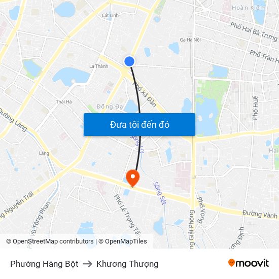 Phường Hàng Bột to Khương Thượng map