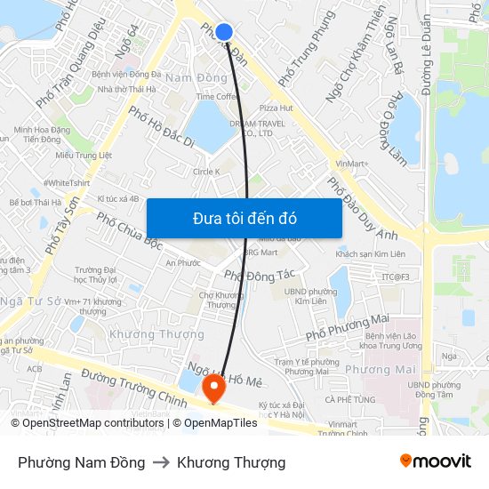 Phường Nam Đồng to Khương Thượng map
