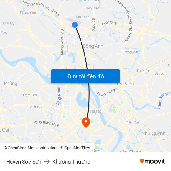 Huyện Sóc Sơn to Khương Thượng map