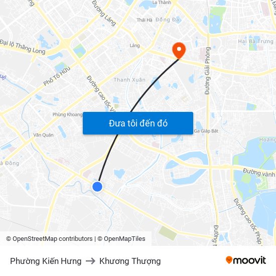 Phường Kiến Hưng to Khương Thượng map