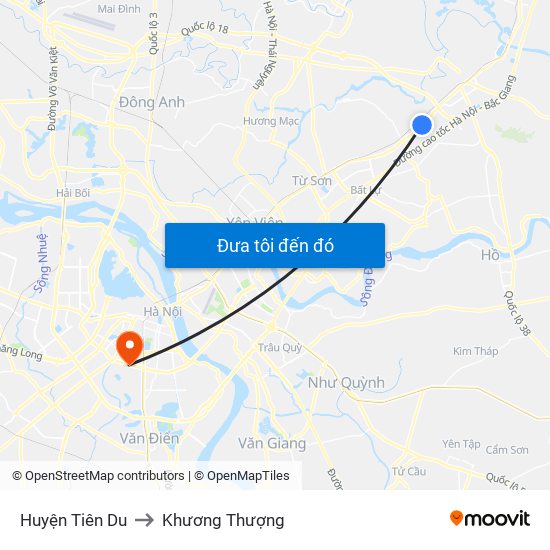 Huyện Tiên Du to Khương Thượng map