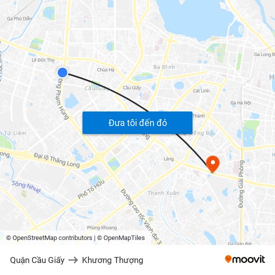 Quận Cầu Giấy to Khương Thượng map