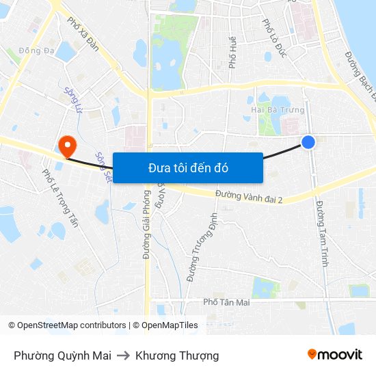 Phường Quỳnh Mai to Khương Thượng map