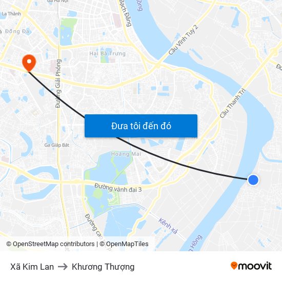 Xã Kim Lan to Khương Thượng map