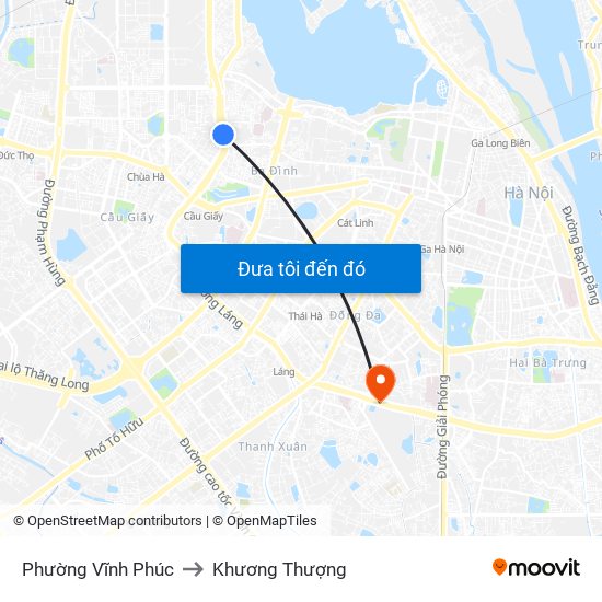 Phường Vĩnh Phúc to Khương Thượng map