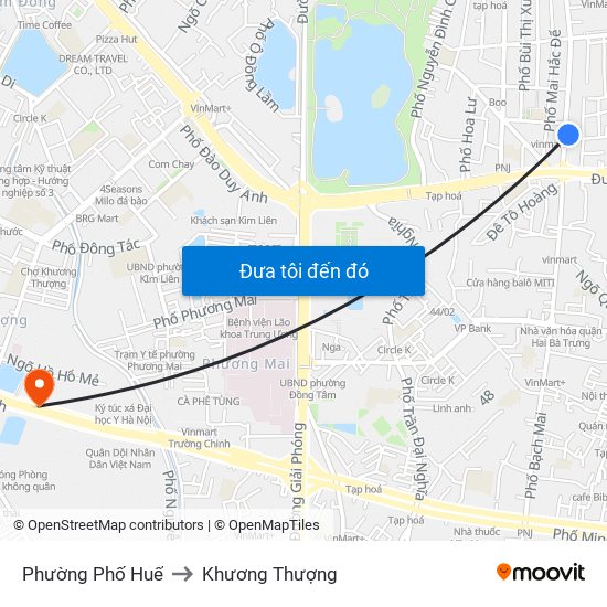 Phường Phố Huế to Khương Thượng map