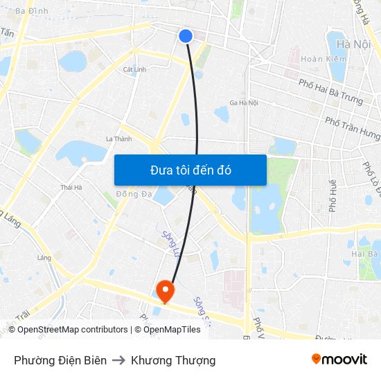 Phường Điện Biên to Khương Thượng map