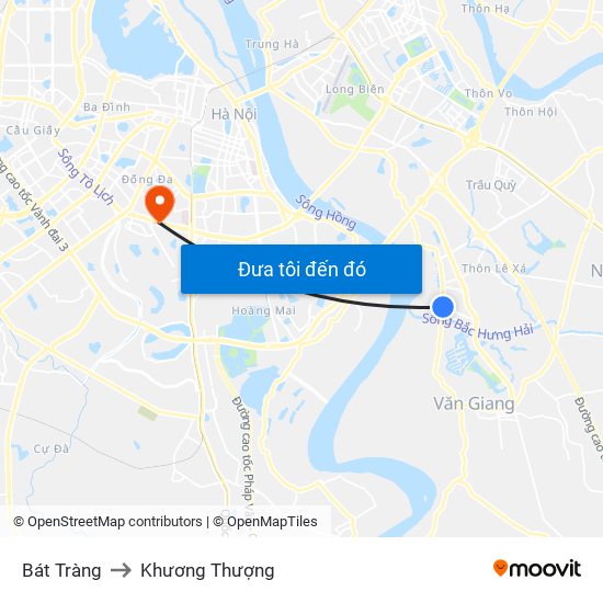 Bát Tràng to Khương Thượng map