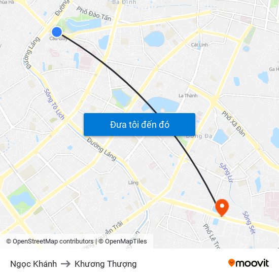 Ngọc Khánh to Khương Thượng map