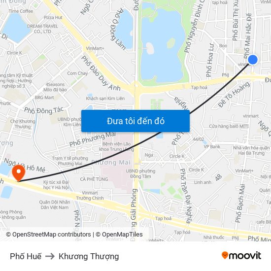 Phố Huế to Khương Thượng map