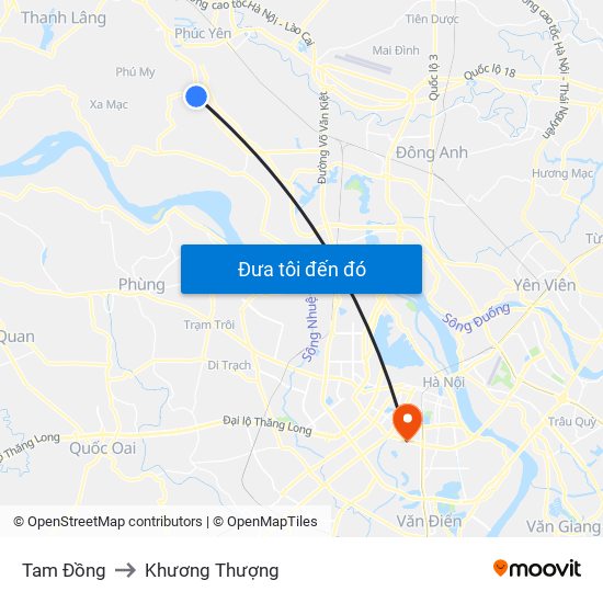 Tam Đồng to Khương Thượng map