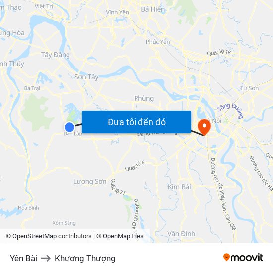 Yên Bài to Khương Thượng map