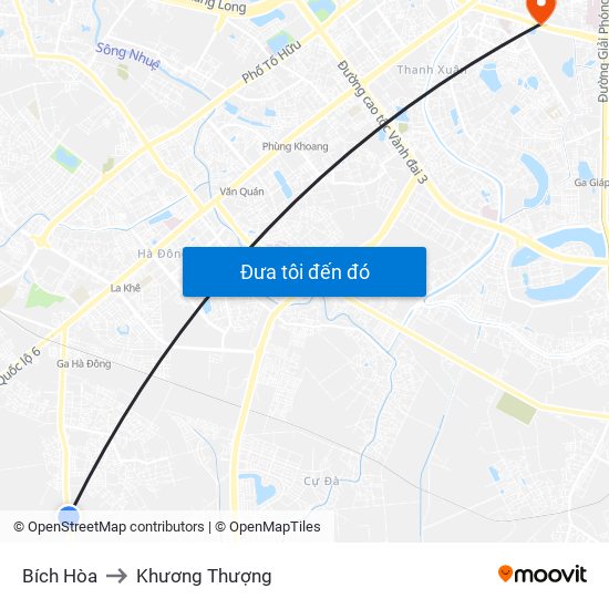 Bích Hòa to Khương Thượng map