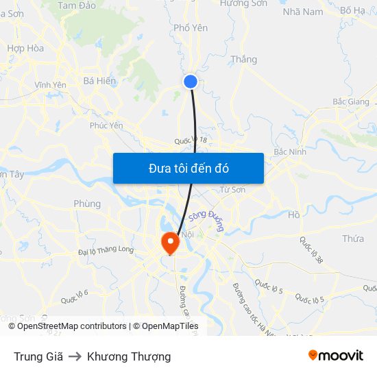 Trung Giã to Khương Thượng map