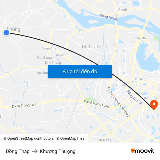 Đồng Tháp to Khương Thượng map