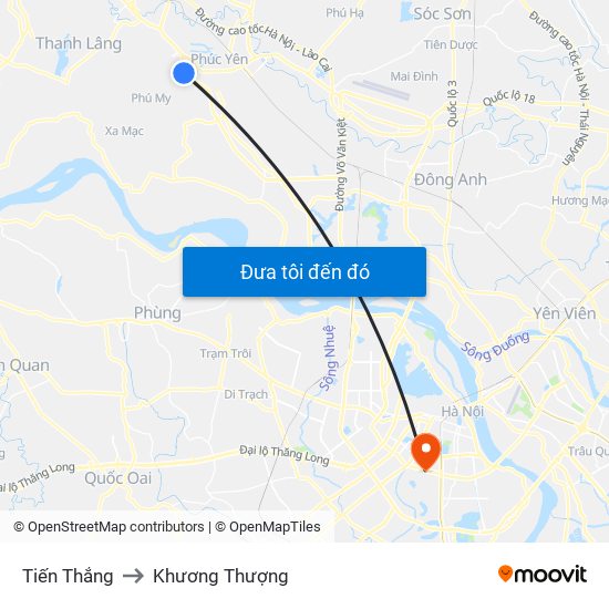 Tiến Thắng to Khương Thượng map