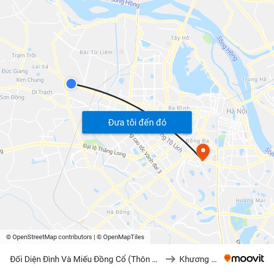 Đối Diện Đình Và Miếu Đồng Cổ (Thôn Nguyên Xá) - Đường 32 to Khương Thượng map