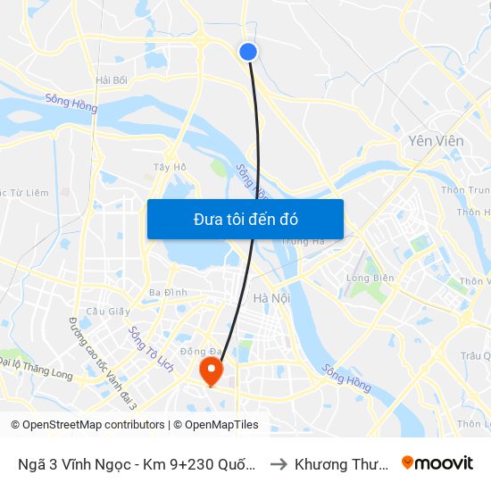 Ngã 3 Vĩnh Ngọc - Km 9+230 Quốc Lộ 3 to Khương Thượng map