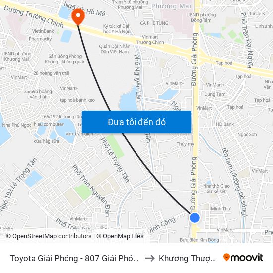 Toyota Giải Phóng - 807 Giải Phóng to Khương Thượng map