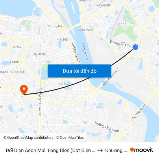 Đối Diện Aeon Mall Long Biên (Cột Điện T4a/2a-B Đường Cổ Linh) to Khương Thượng map