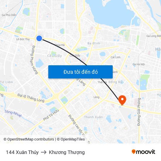 144 Xuân Thủy to Khương Thượng map