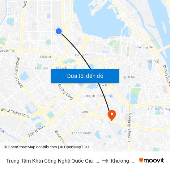 Trung Tâm Khtn Công Nghệ Quốc Gia - 18 Hoàng Quốc Việt to Khương Thượng map