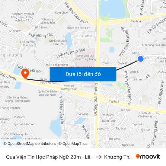 Qua Viện Tin Học Pháp Ngữ 20m - Lê Thanh Nghị to Khương Thượng map