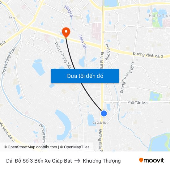 Dải Đỗ Số 3 Bến Xe Giáp Bát to Khương Thượng map