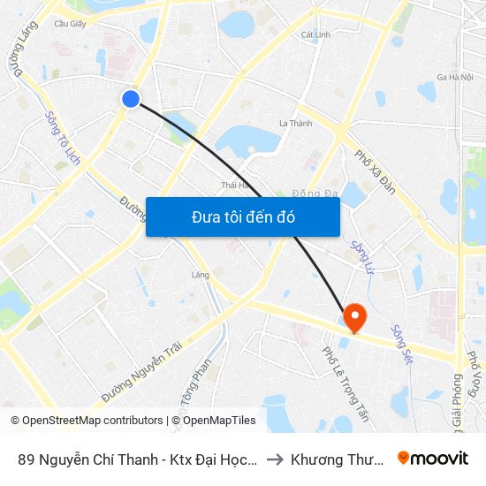 89 Nguyễn Chí Thanh - Ktx Đại Học Luật to Khương Thượng map