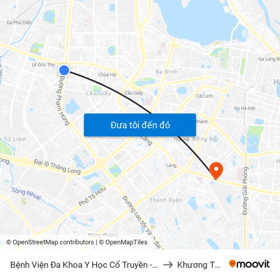 Bệnh Viện Đa Khoa Y Học Cổ Truyền - 6 Phạm Hùng to Khương Thượng map