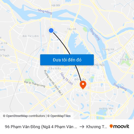 96 Phạm Văn Đồng (Ngã 4 Phạm Văn Đồng - Xuân Đỉnh) to Khương Thượng map