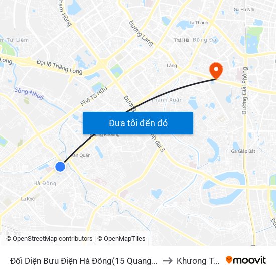 Đối Diện Bưu Điện Hà Đông(15 Quang Trung Hà Đông) to Khương Thượng map