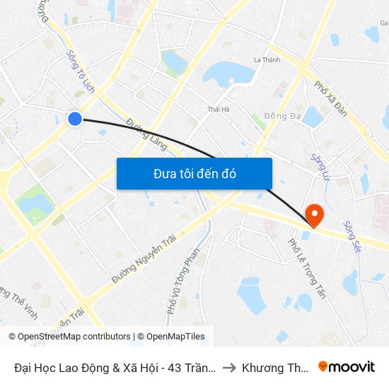 Đại Học Lao Động & Xã Hội - 43 Trần Duy Hưng to Khương Thượng map