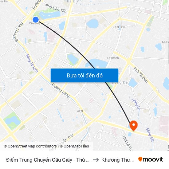 Điểm Trung Chuyển Cầu Giấy - Thủ Lệ 02 to Khương Thượng map