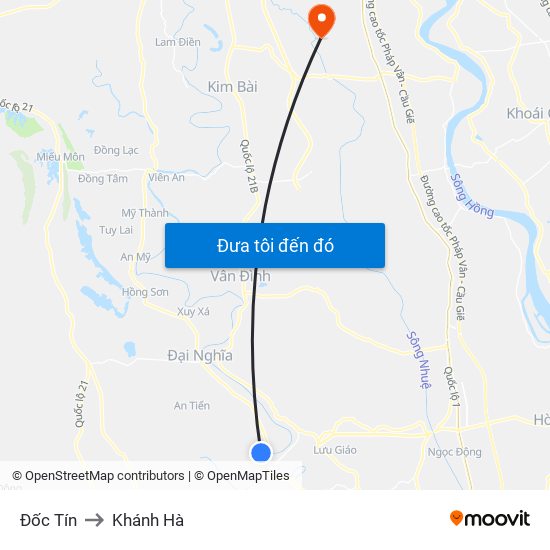 Đốc Tín to Khánh Hà map