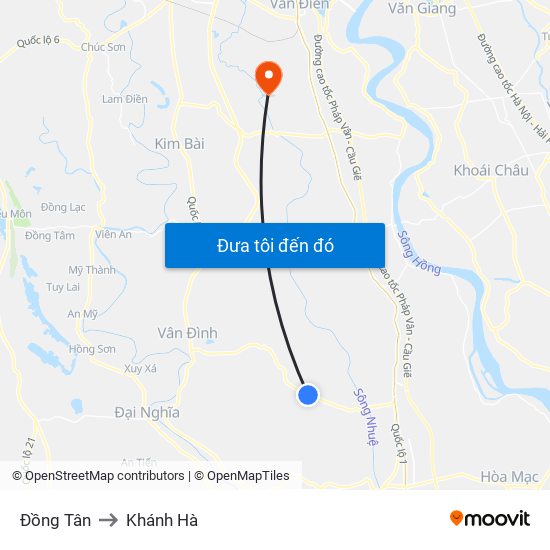 Đồng Tân to Khánh Hà map