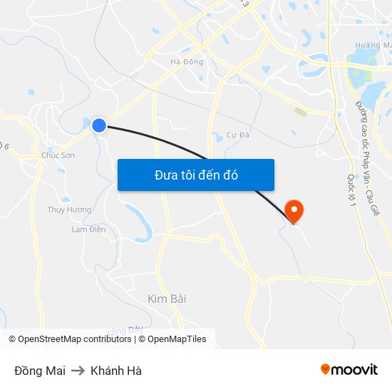 Đồng Mai to Khánh Hà map