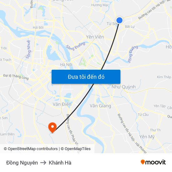 Đồng Nguyên to Khánh Hà map