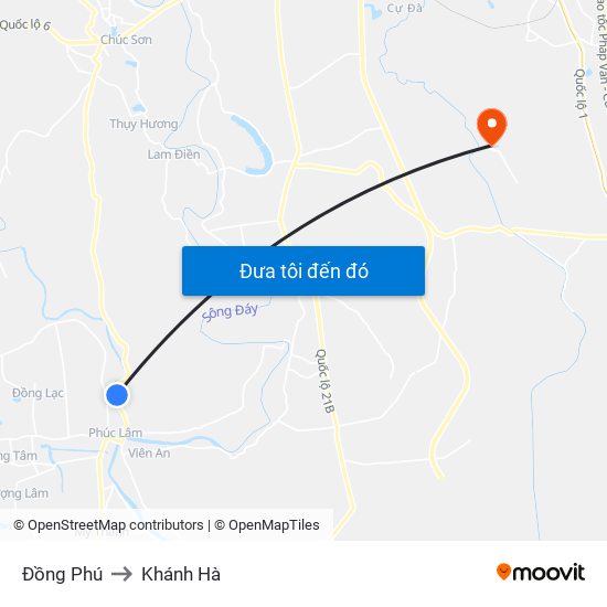 Đồng Phú to Khánh Hà map