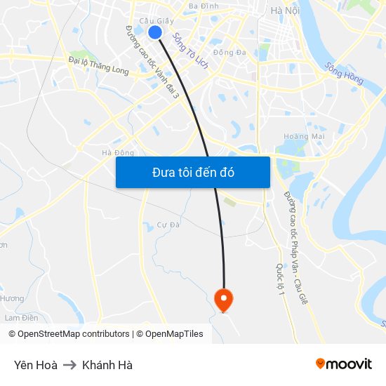 Yên Hoà to Khánh Hà map