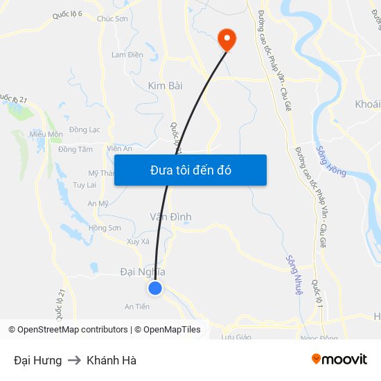 Đại Hưng to Khánh Hà map