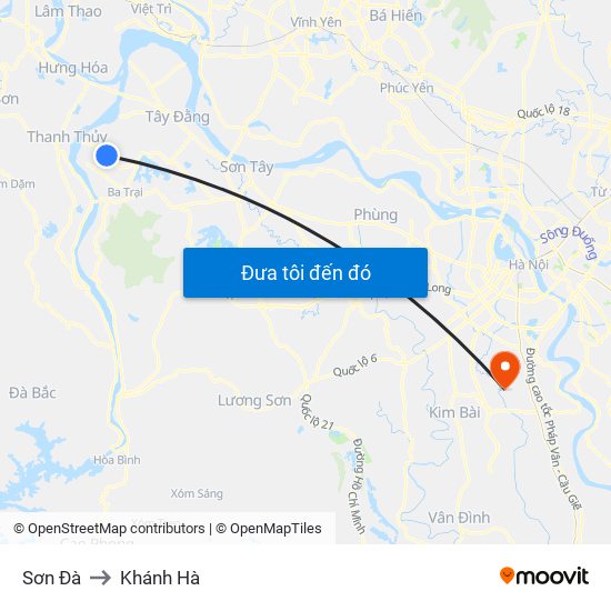 Sơn Đà to Khánh Hà map