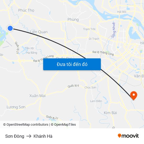 Sơn Đông to Khánh Hà map