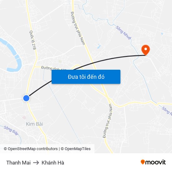 Thanh Mai to Khánh Hà map