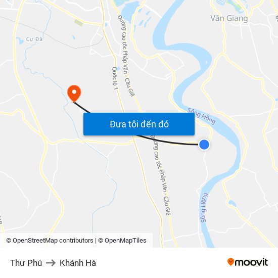 Thư Phú to Khánh Hà map