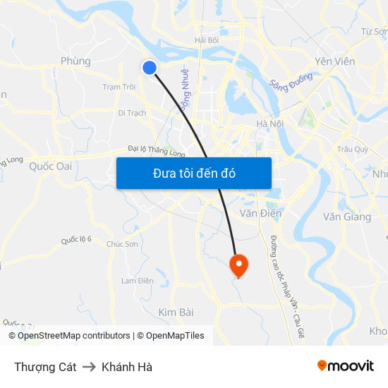 Thượng Cát to Khánh Hà map