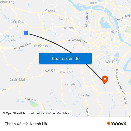 Thạch Xá to Khánh Hà map